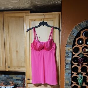 Cacique Lane Bryant Underwire Babydoll Chemise Slip Lingerie Bra Pink Lace Satin